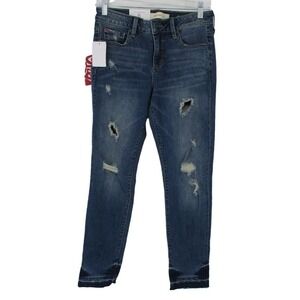 Slink Jeans Womens 6 Jeggings Curvy Ankle Distressed Stretch Denim Dark Wash New